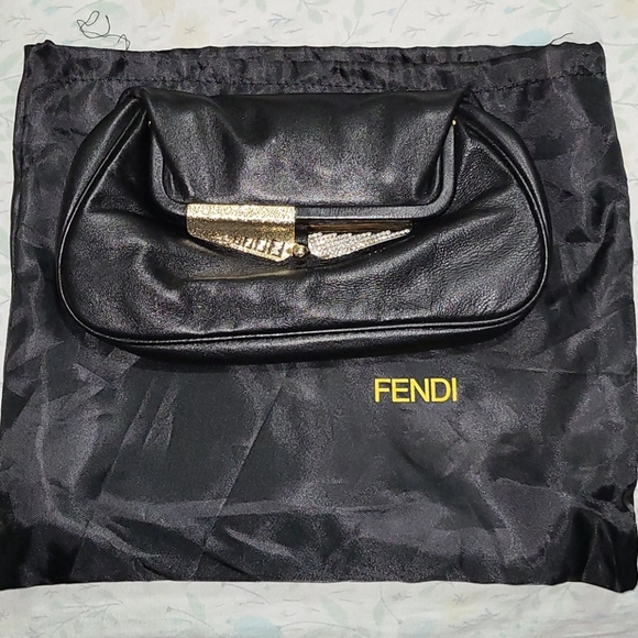 Fendi Handbags - VINTAGE FENDI CLUTH Jeweled Clasp